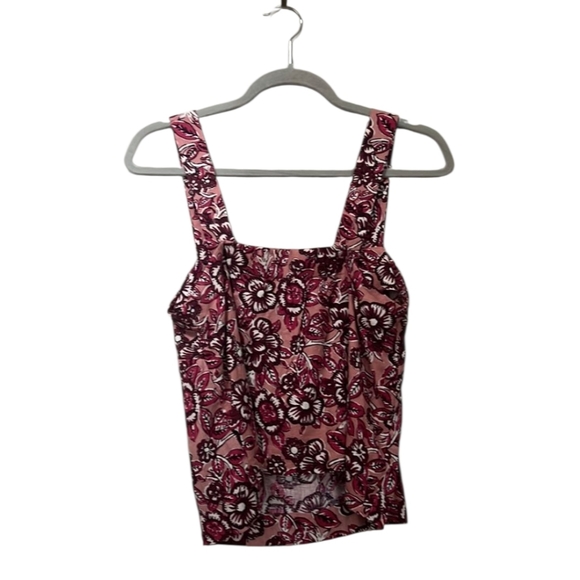Faherty Pacifica Floral Print Square Neck Linen Boxy Tank - Picture 6 of 9